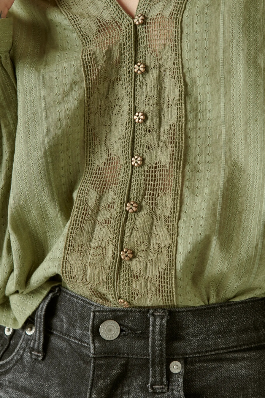 DOBBY BUTTON DOWN LONG SLEEVE BLOUSE, image 5