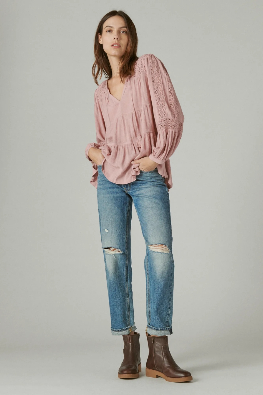 LACE TIERED LONG SLEEVE TOP, image 2