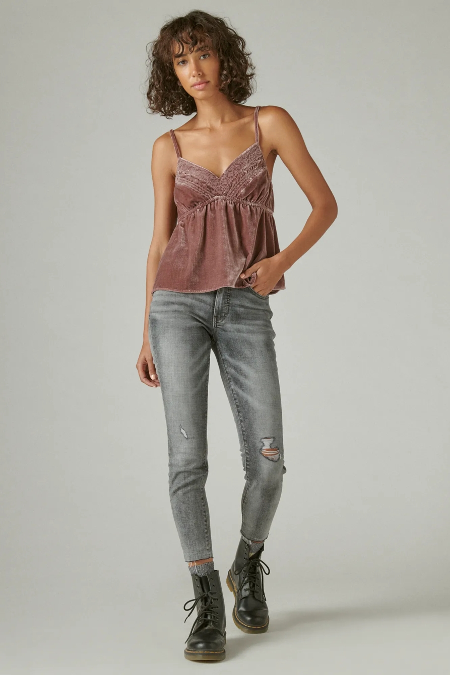 EMBROIDERED VELVET CAMI, image 2