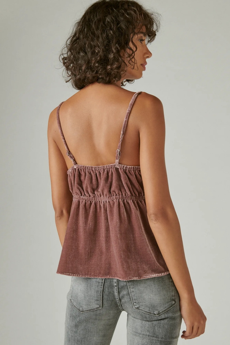 EMBROIDERED VELVET CAMI, image 3