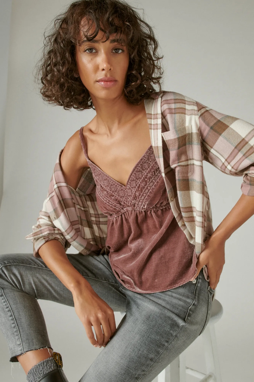 EMBROIDERED VELVET CAMI, image 6