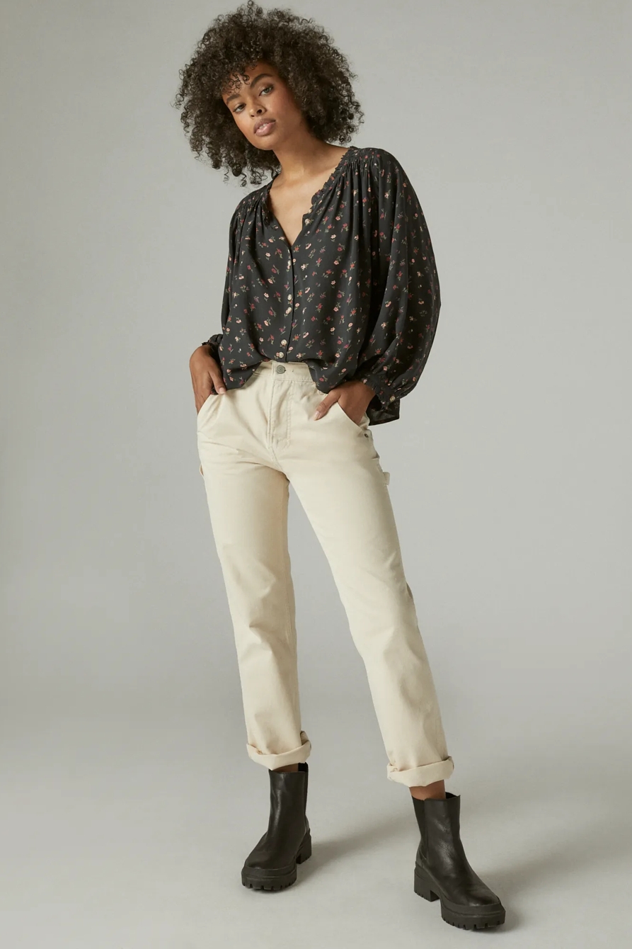 PRINTED BUTTON DOWN LONG SLEEVE BLOUSE, image 2