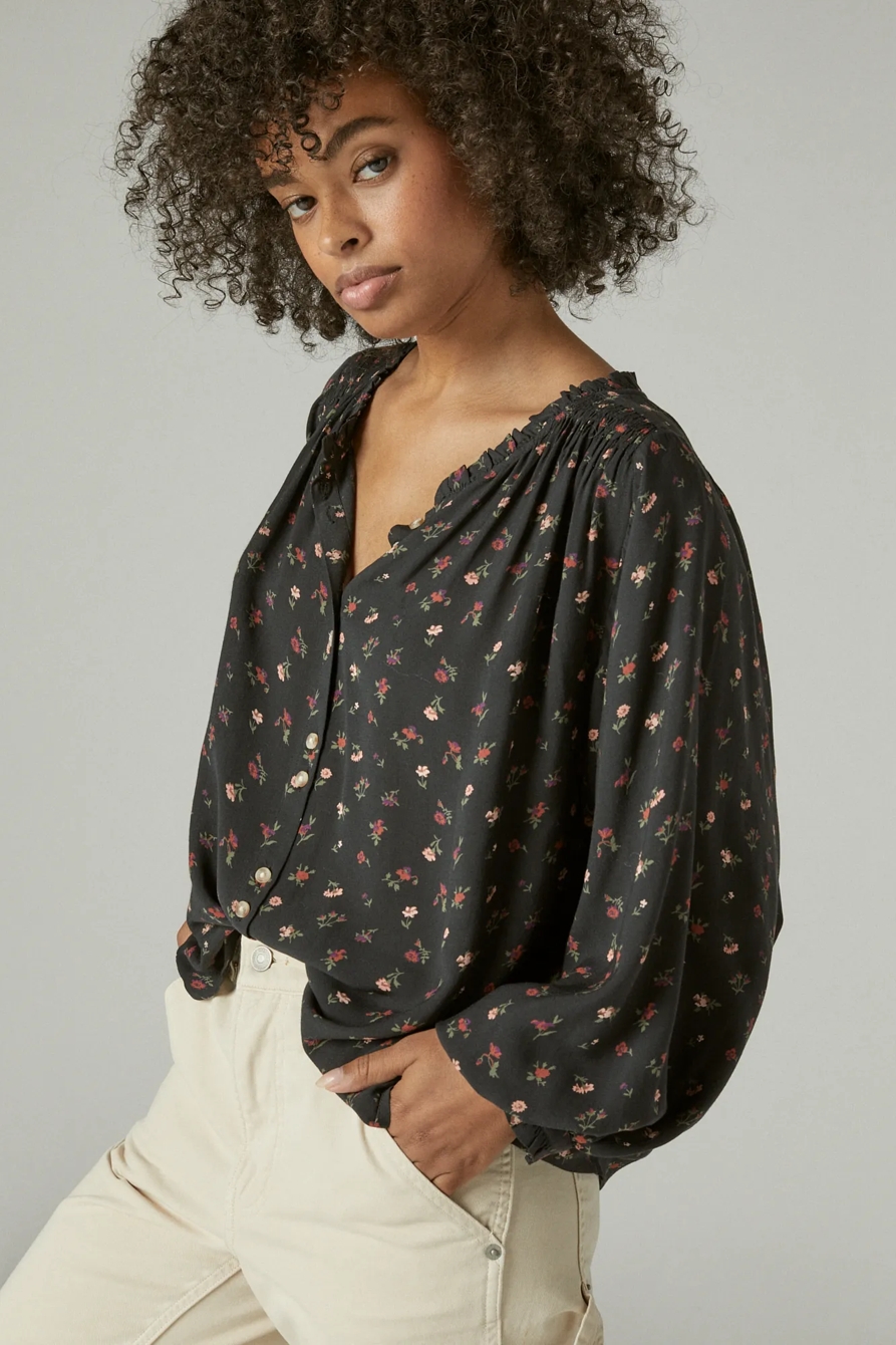 PRINTED BUTTON DOWN LONG SLEEVE BLOUSE, image 3