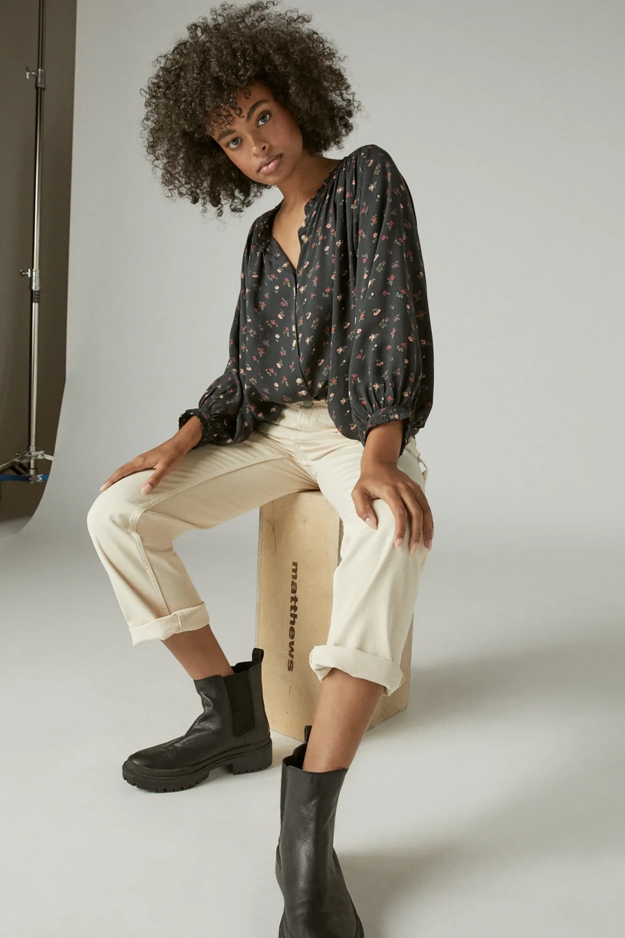 PRINTED BUTTON DOWN LONG SLEEVE BLOUSE, image 6
