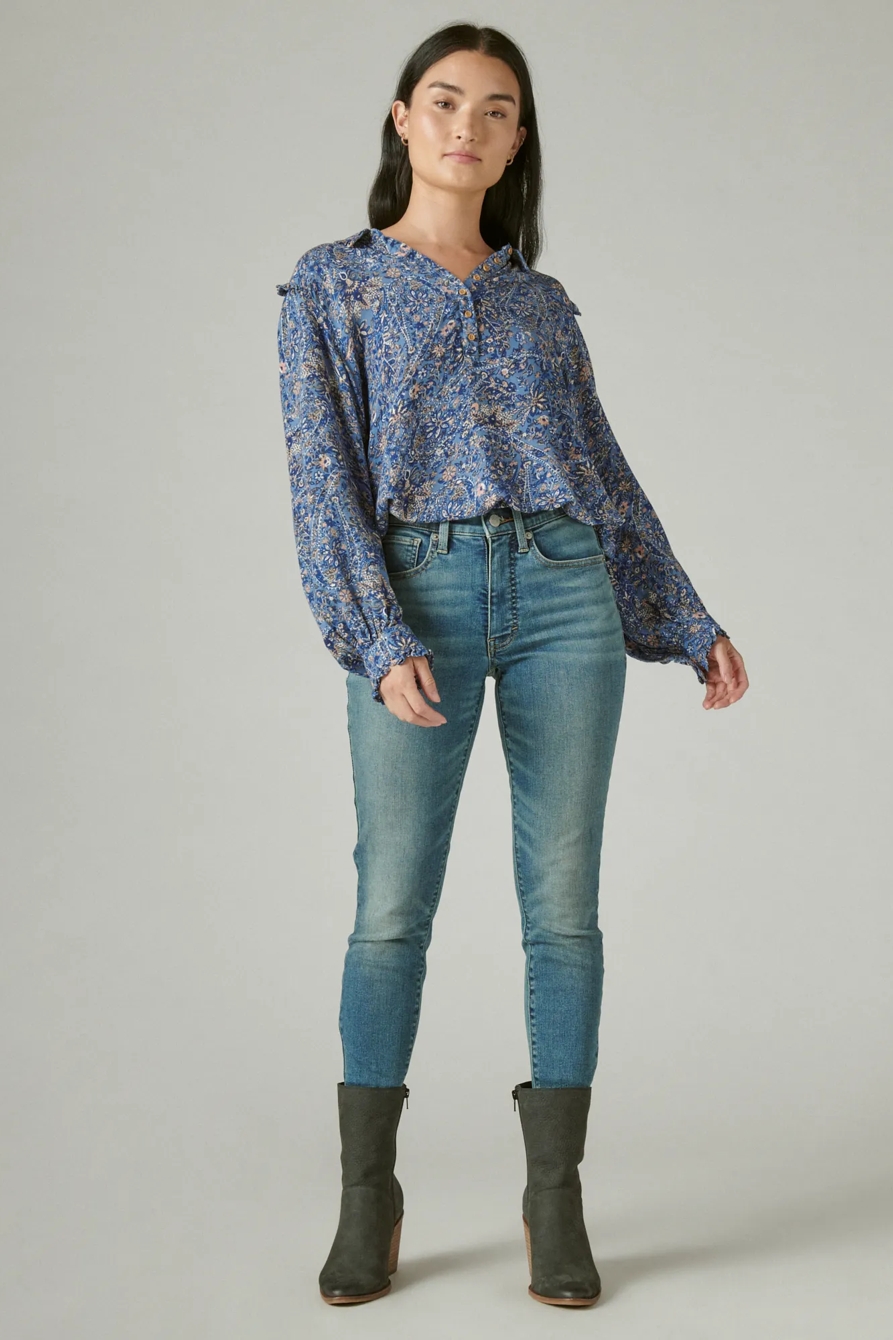 PRINTED RUFFLE COLLAR LONG SLEEVE TOP, image 2