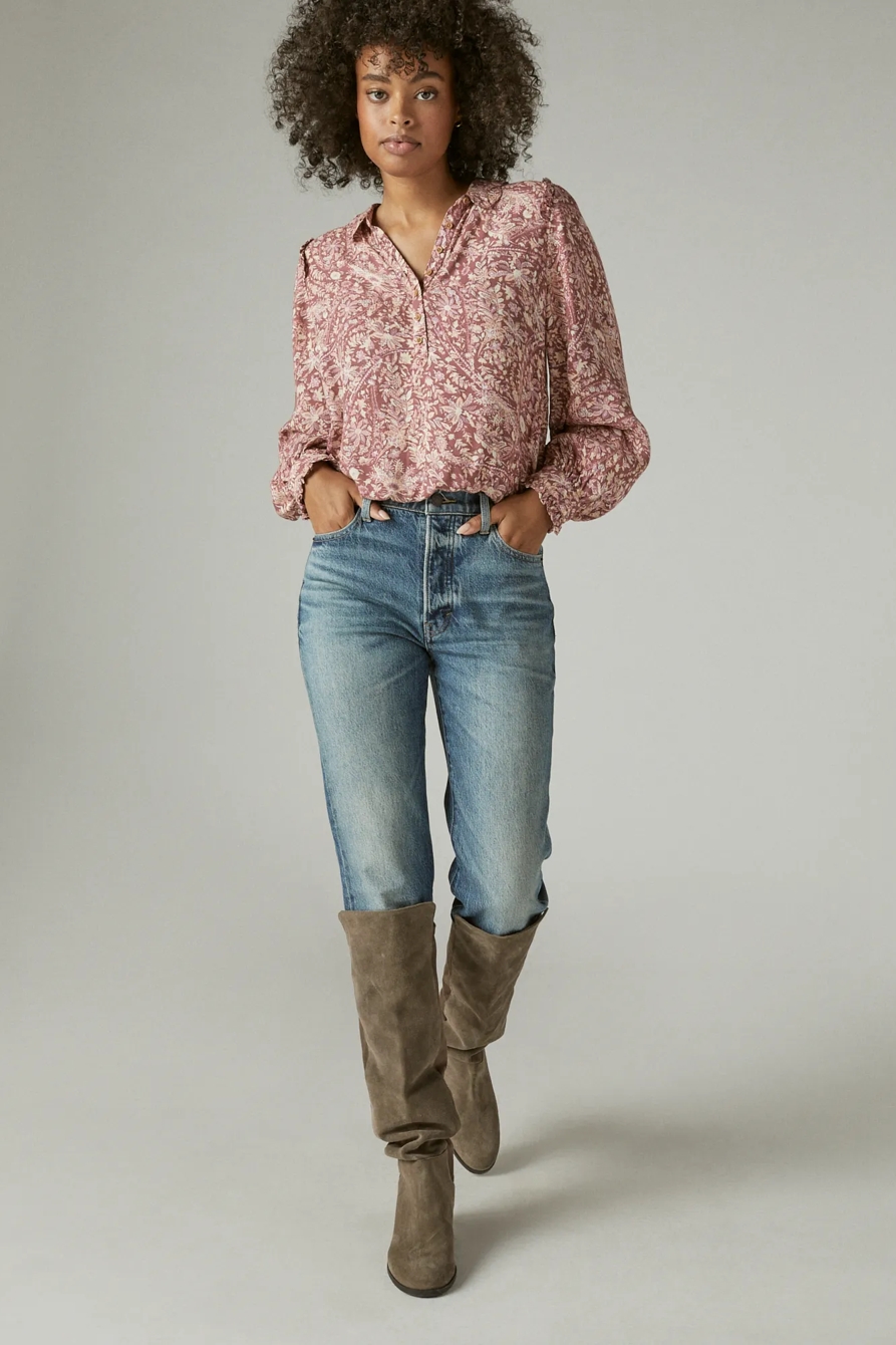 PRINTED RUFFLE COLLAR LONG SLEEVE TOP, image 2