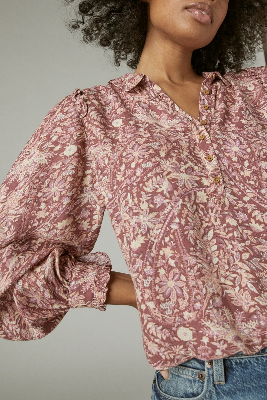 PRINTED RUFFLE COLLAR LONG SLEEVE TOP, image 5