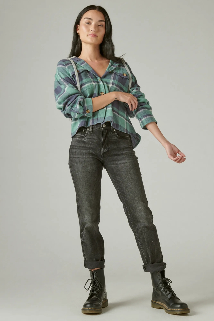 CROPPED PLAID HOODIE, image 2