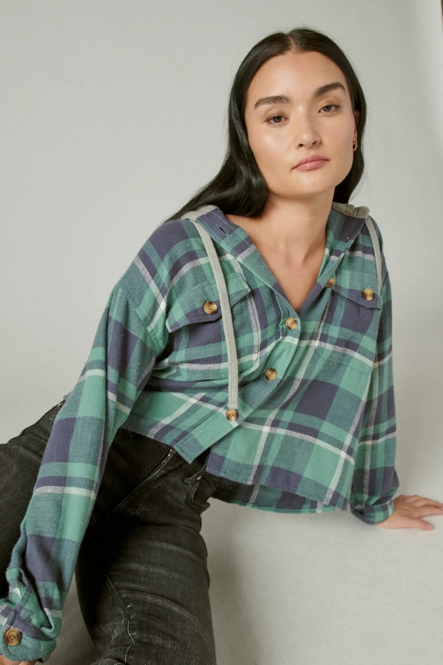 CROPPED PLAID HOODIE, image 6