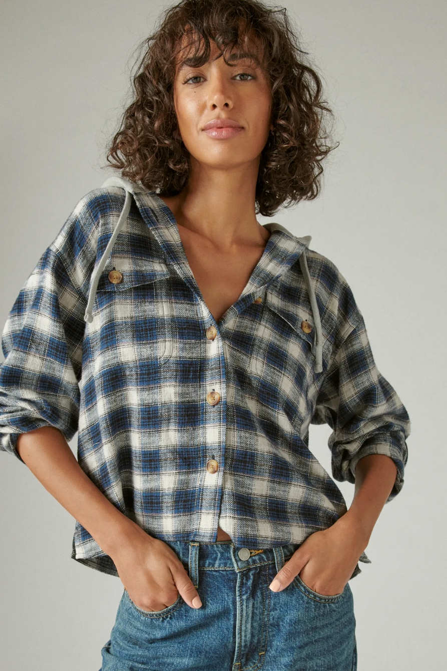 CROPPED PLAID HOODIE, image 1
