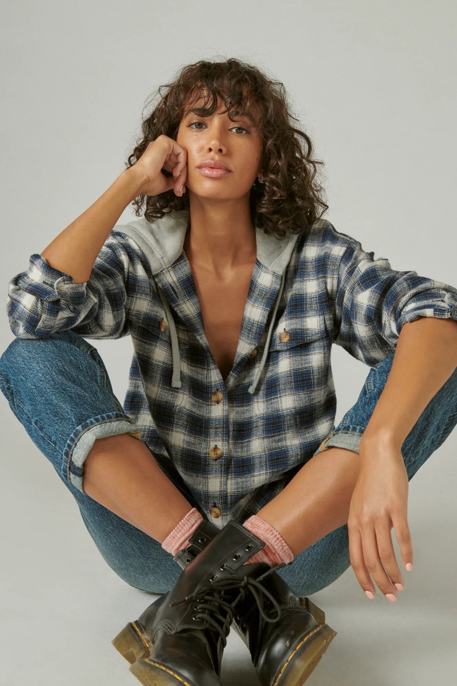 CROPPED PLAID HOODIE, image 6