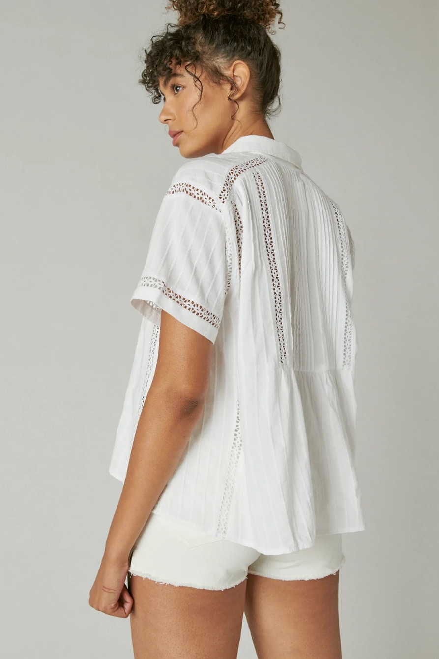 SHORT SLEEVE LACE INSET SHIRT, image 4