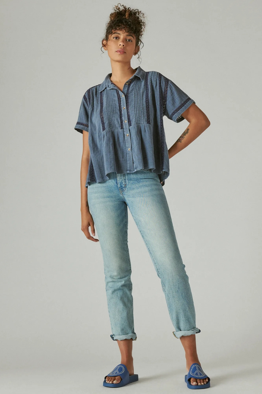 【MARTE】2026 LUCKY BAG/Lace Over Shirt SHORT SLEEVE LACE INSET SHIRT | Lucky Brand
