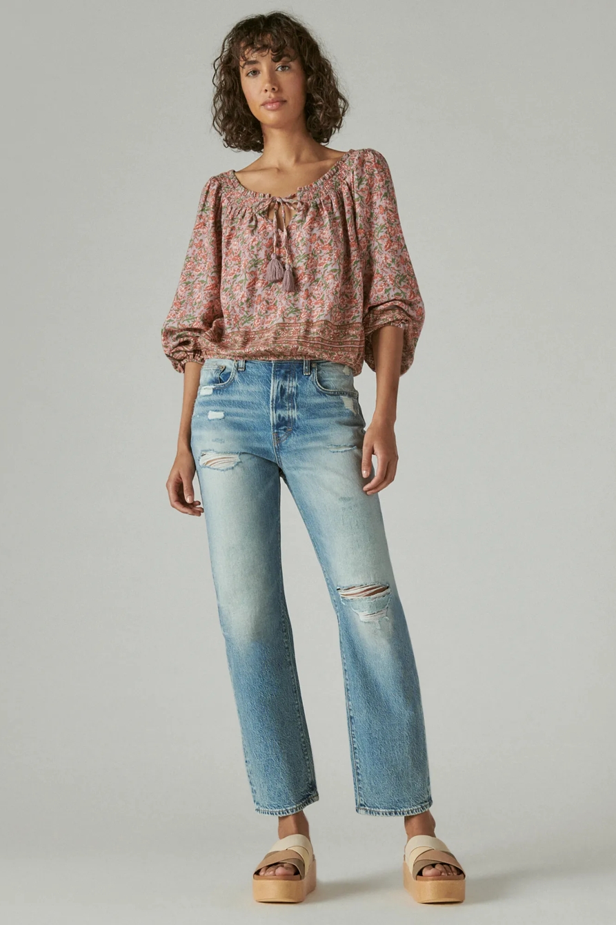 BUBBLE HEM PEASANT TOP, image 2