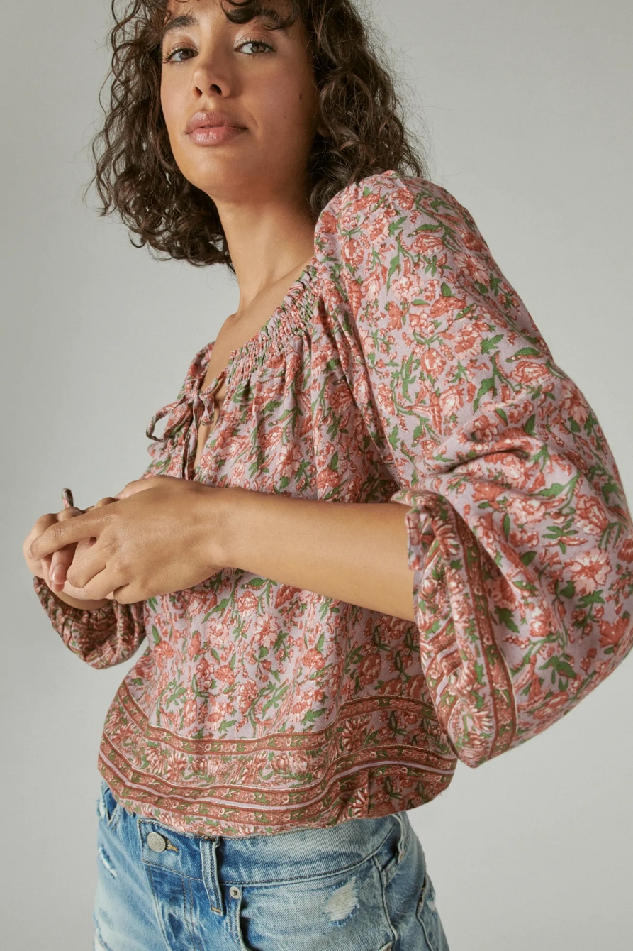 BUBBLE HEM PEASANT TOP, image 3