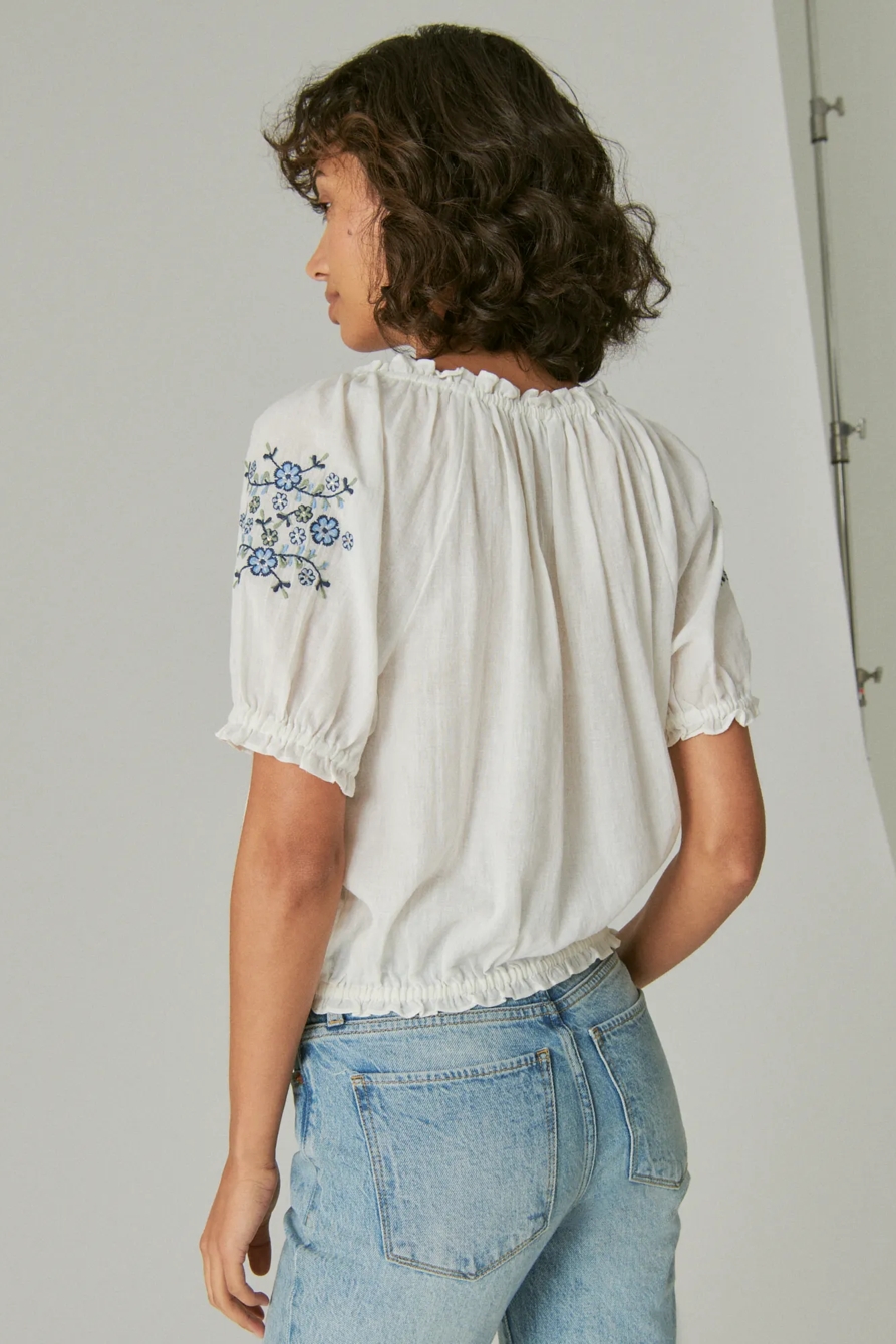 EMBROIDERED SHORT SLEEVE PEASANT, image 4
