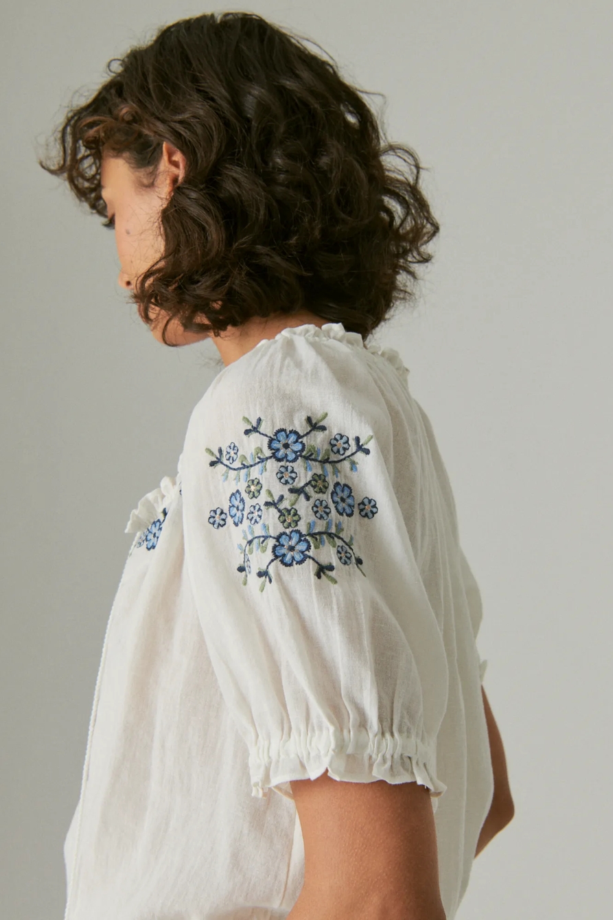 EMBROIDERED SHORT SLEEVE PEASANT, image 5