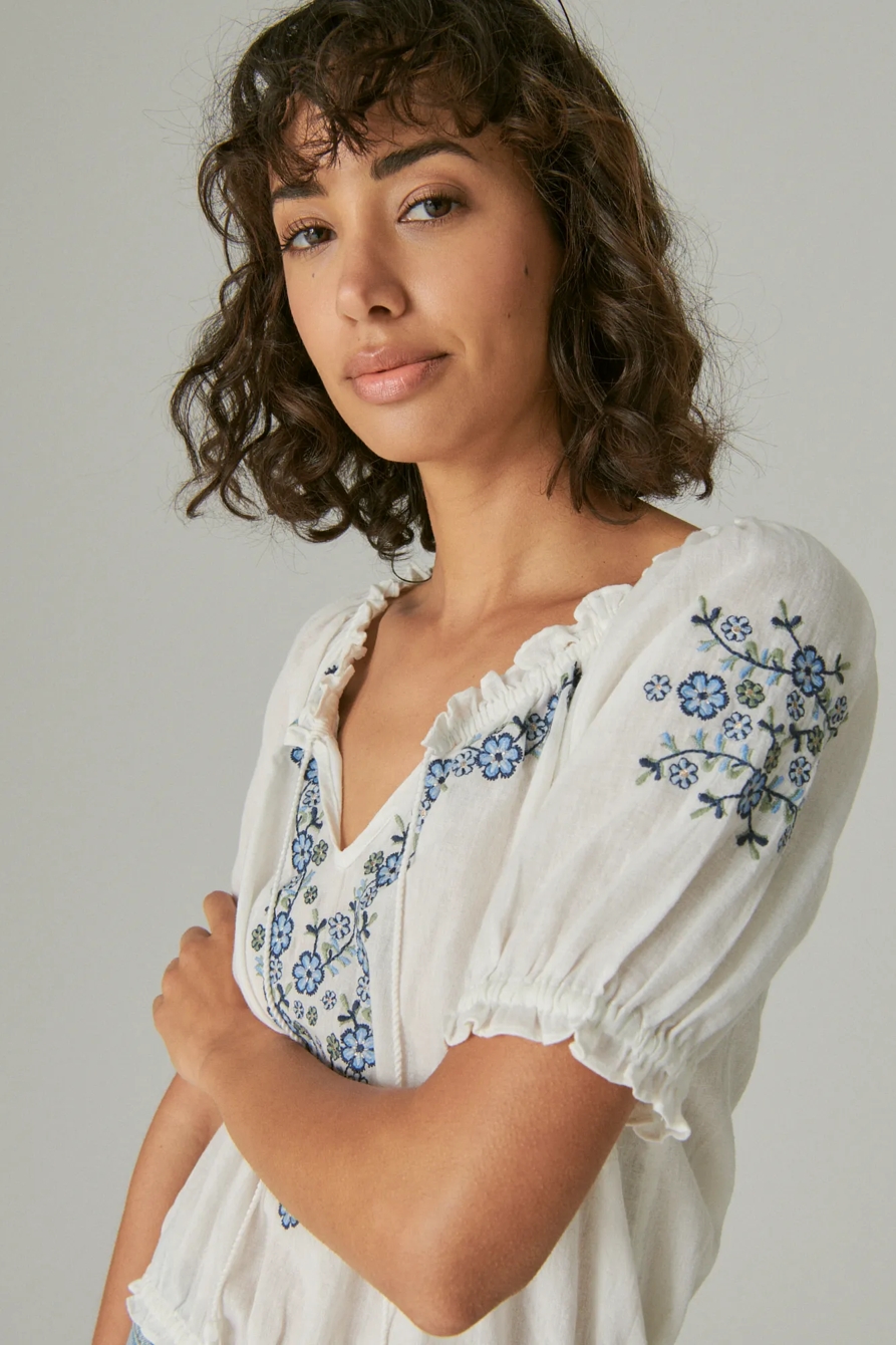 EMBROIDERED SHORT SLEEVE PEASANT, image 6