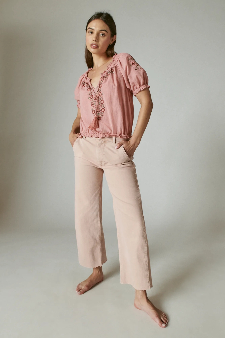 EMBROIDERED SHORT SLEEVE PEASANT, image 6