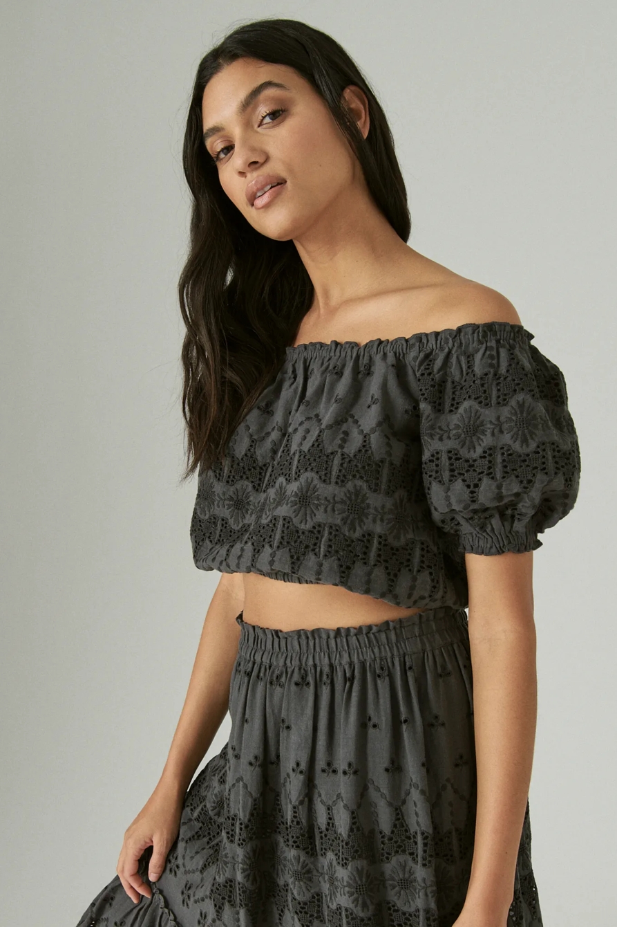 OFF THE SHOULDER LACE CROP TOP, image 3