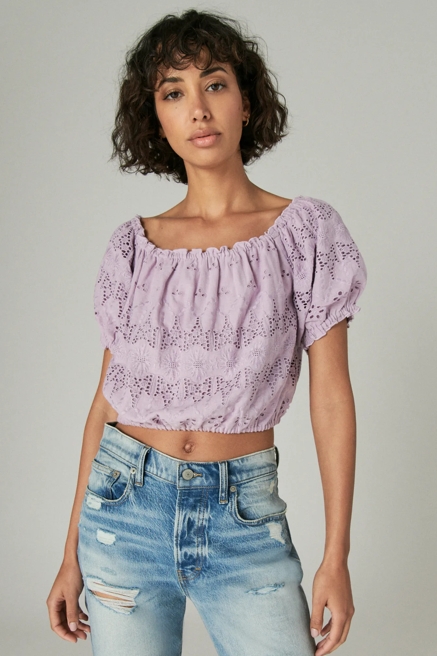 OFF THE SHOULDER LACE CROP TOP, image 1