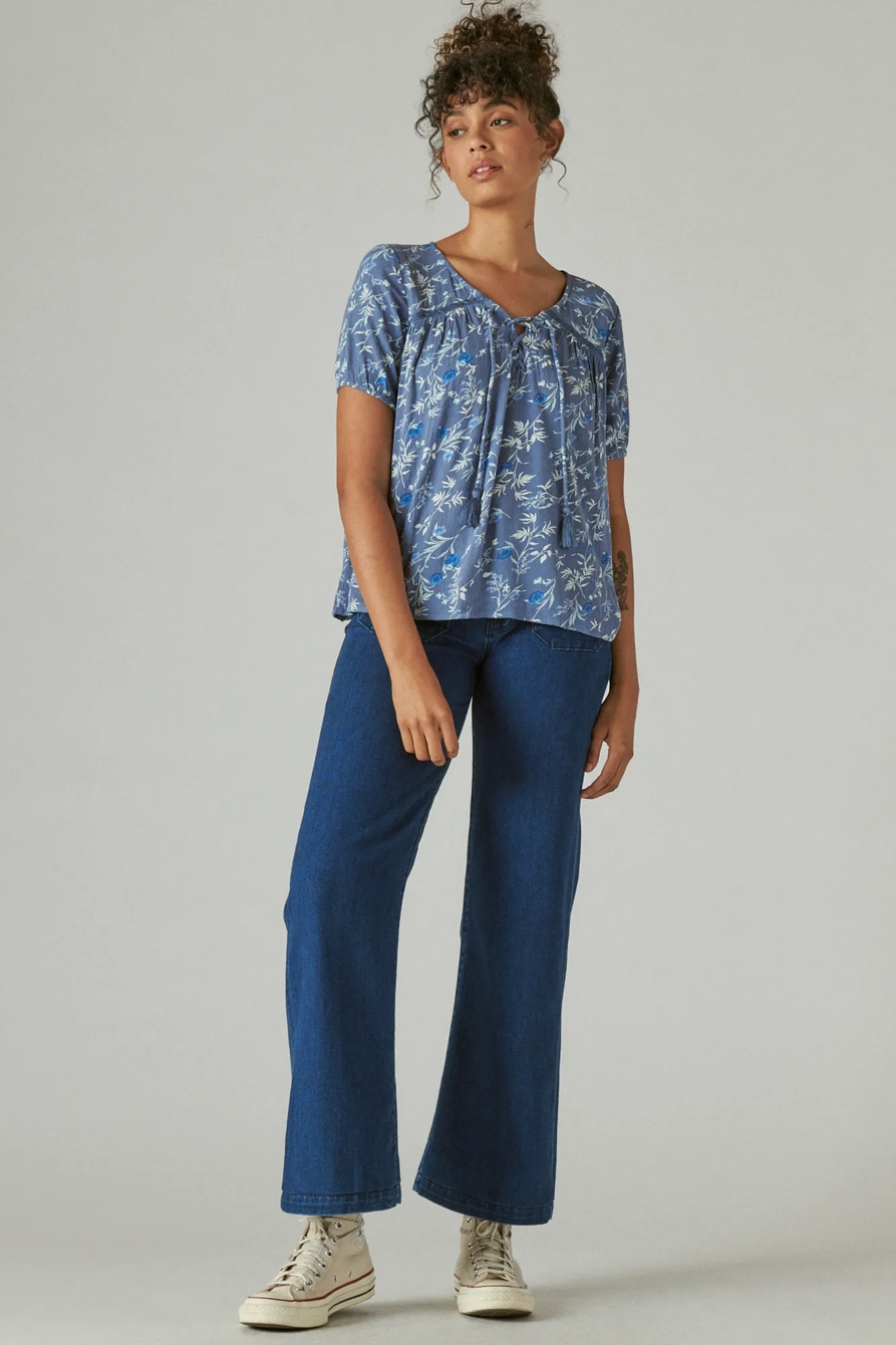 LACE UP PEASANT BLOUSE, image 2