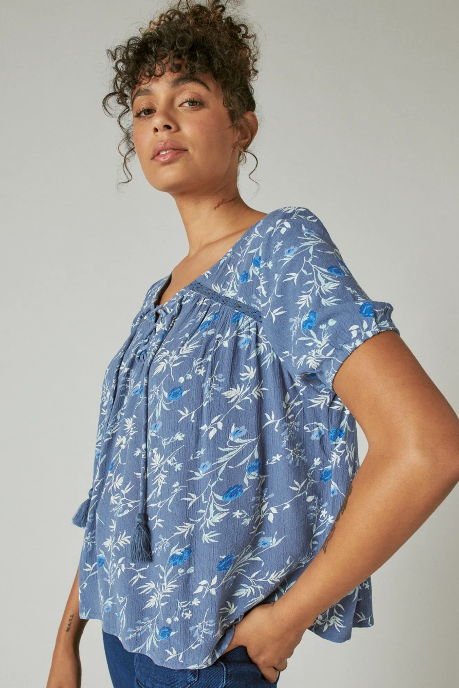 LACE UP PEASANT BLOUSE, image 3