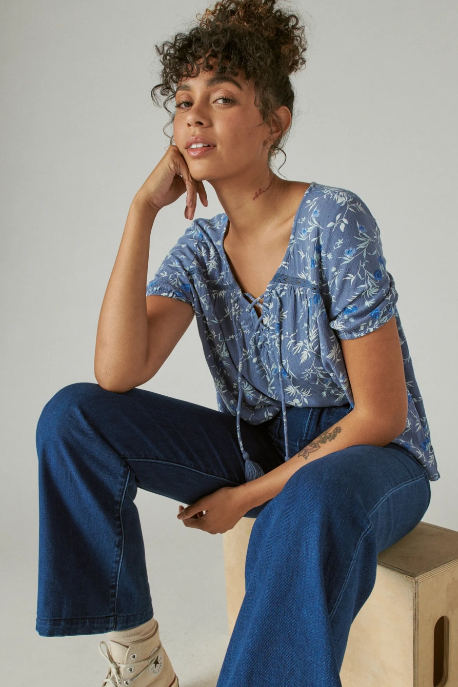 LACE UP PEASANT BLOUSE, image 6