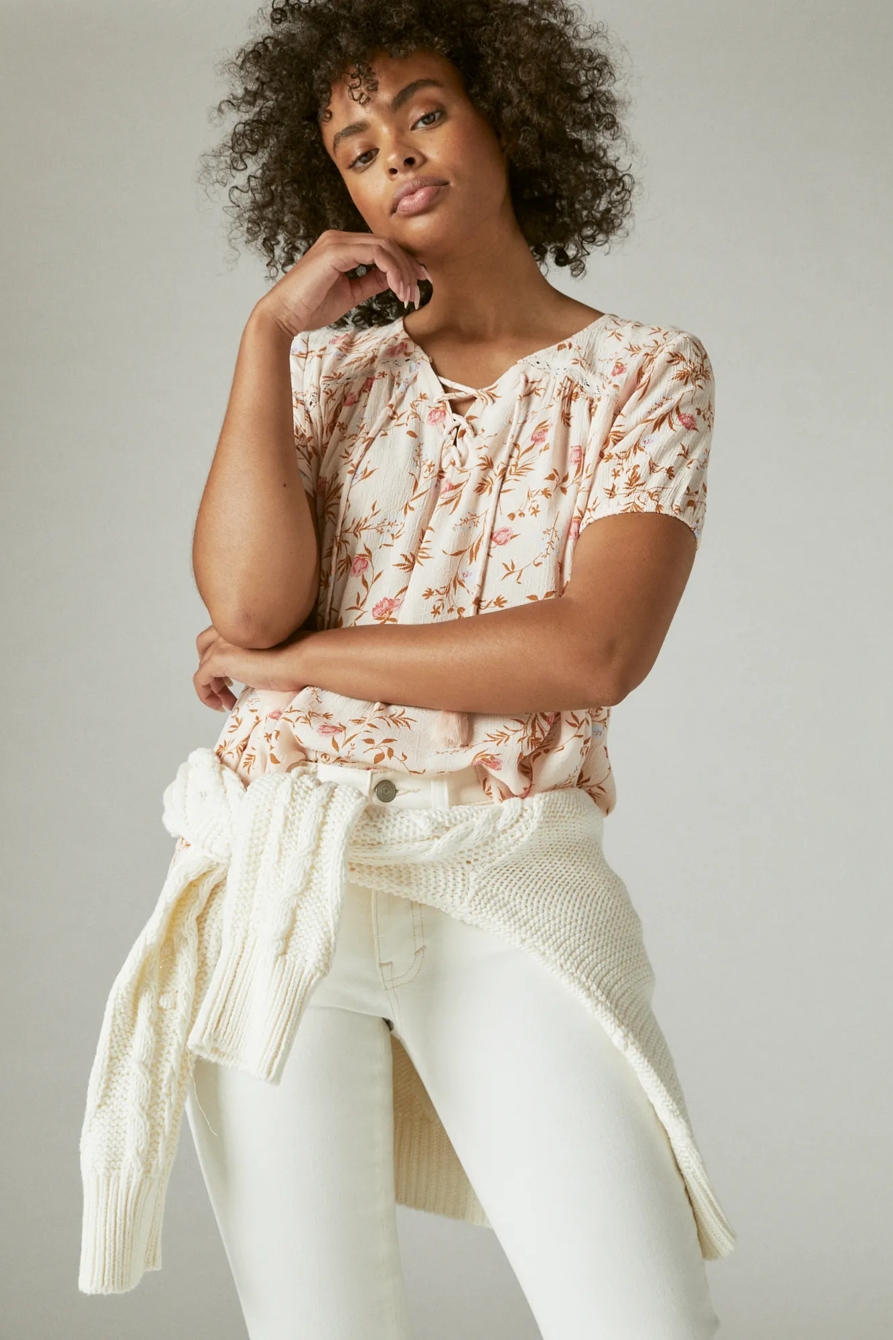 LACE UP PEASANT BLOUSE, image 6