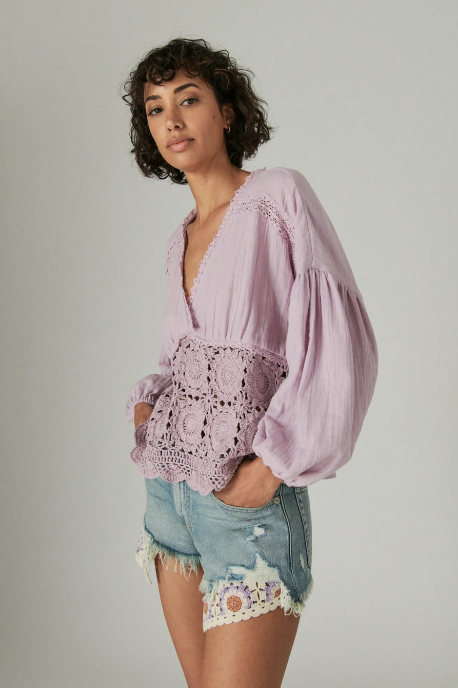 LONG SLEEVE CROCHET TOP, image 3