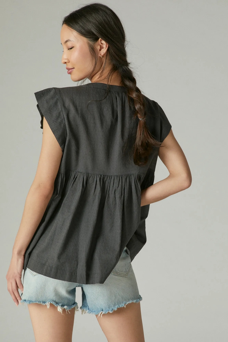 EMBROIDERED FLUTTER SLEEVE TOP, image 3