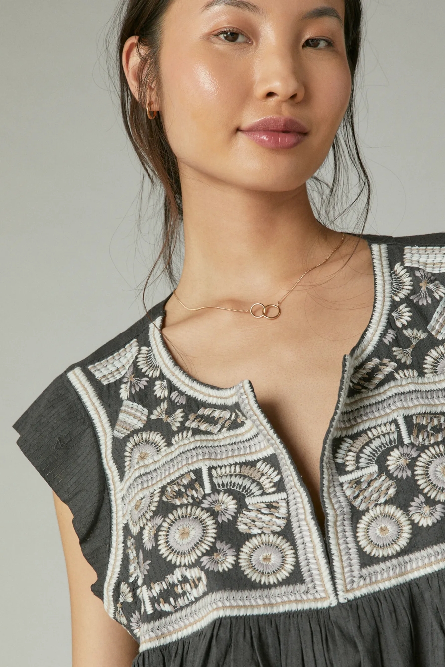 EMBROIDERED FLUTTER SLEEVE TOP, image 4