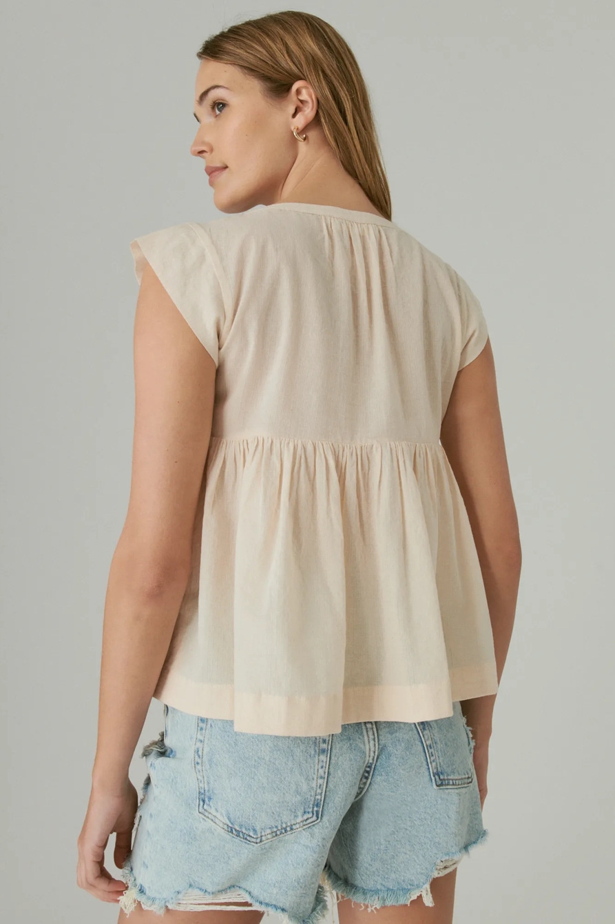 EMBROIDERED FLUTTER SLEEVE TOP, image 3