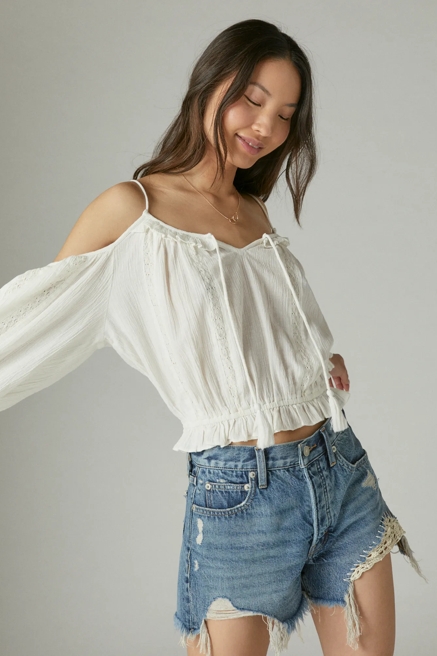 COLD SHOULDER LACE TOP, image 1