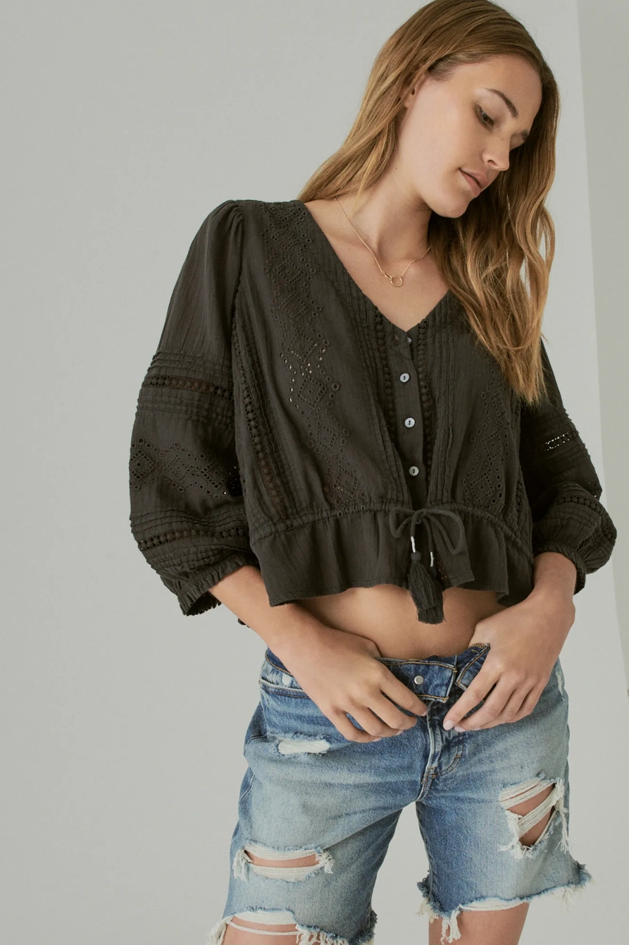 EYELET BUTTON DOWN BLOUSE, image 2