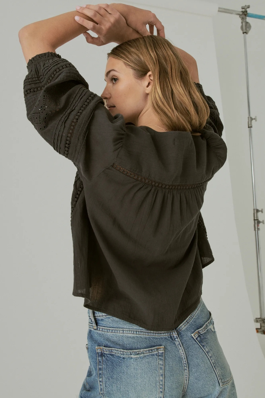 EYELET BUTTON DOWN BLOUSE, image 3