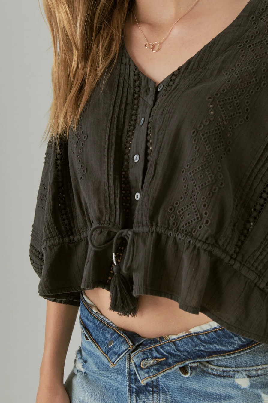 EYELET BUTTON DOWN BLOUSE, image 4