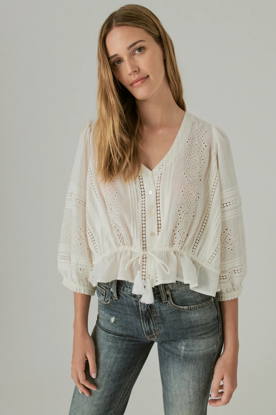 EYELET BUTTON DOWN BLOUSE, image 2