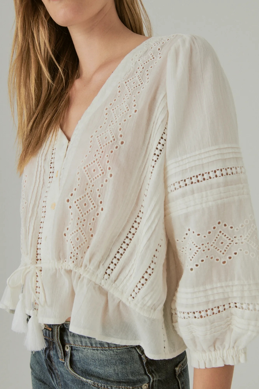 EYELET BUTTON DOWN BLOUSE, image 4