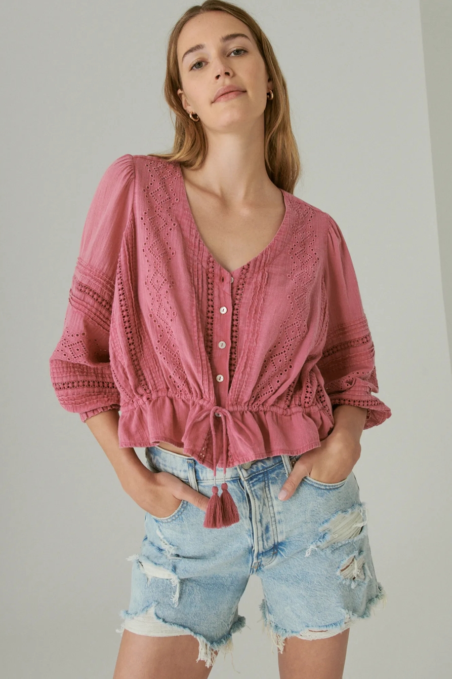 EYELET BUTTON DOWN BLOUSE, image 2