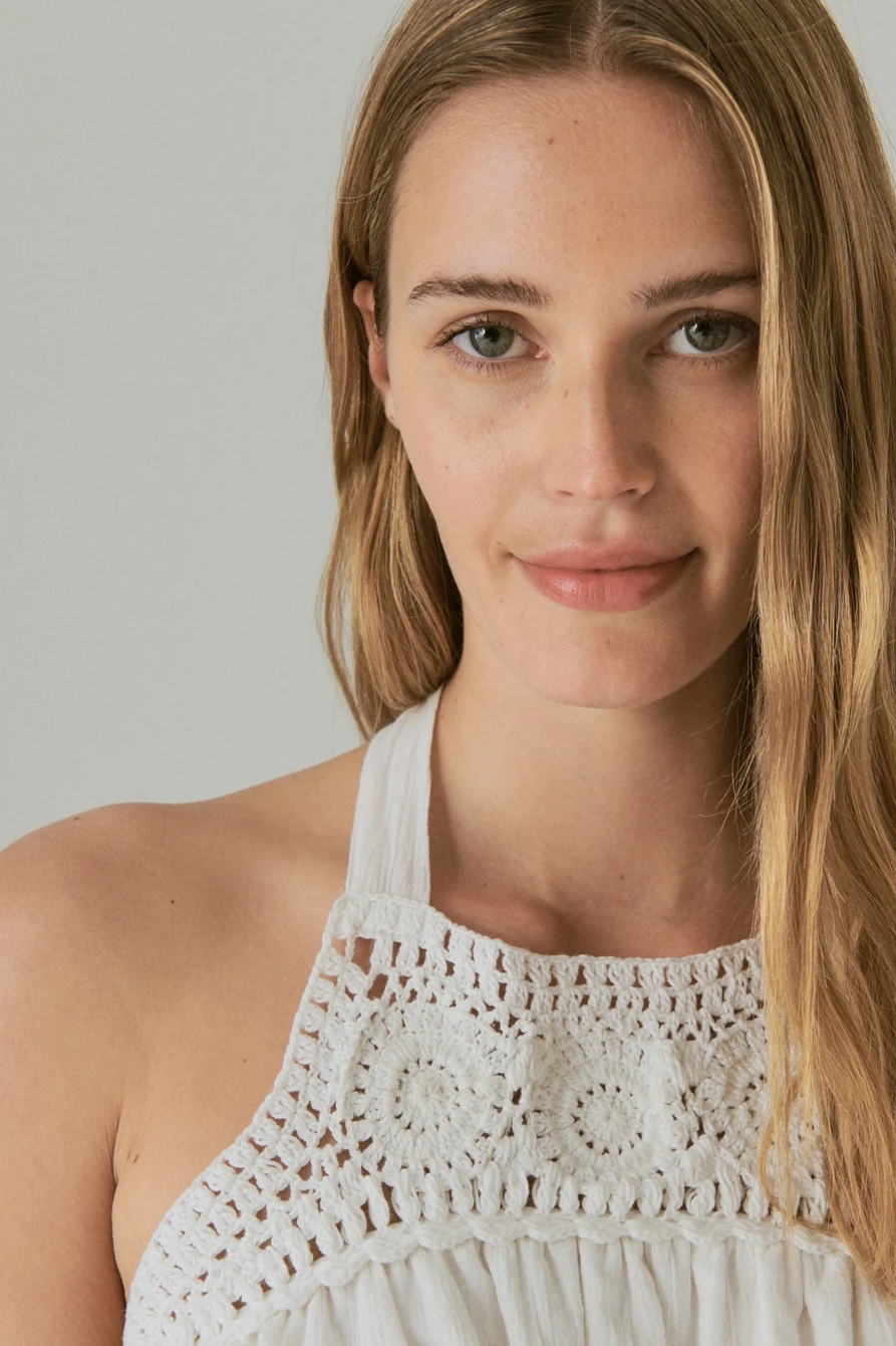 CROCHET TRIM HALTER TOP, image 4