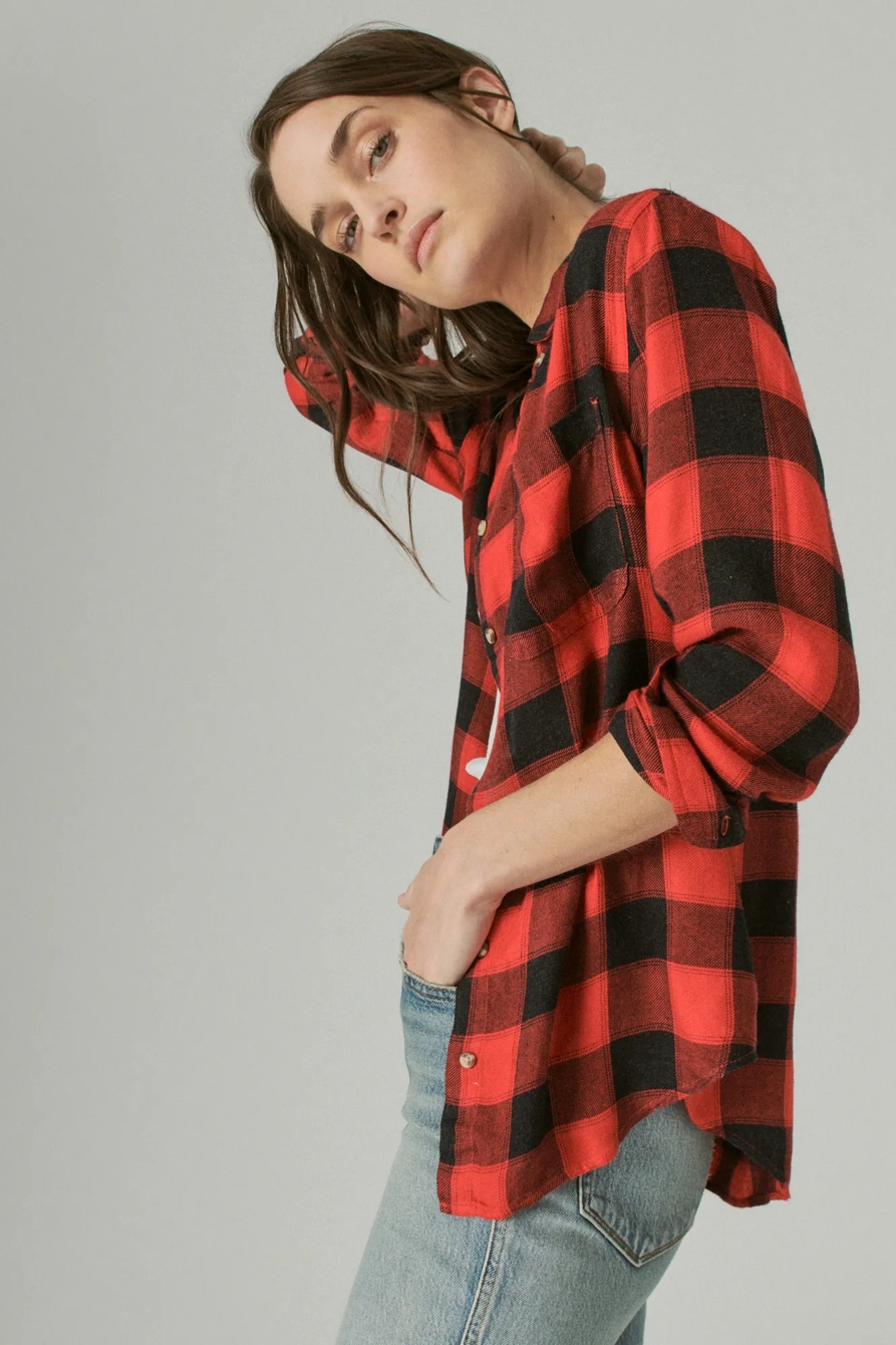 CLOUD PLAID BOYFRIEND BUTTON UP SHIRT, image 3