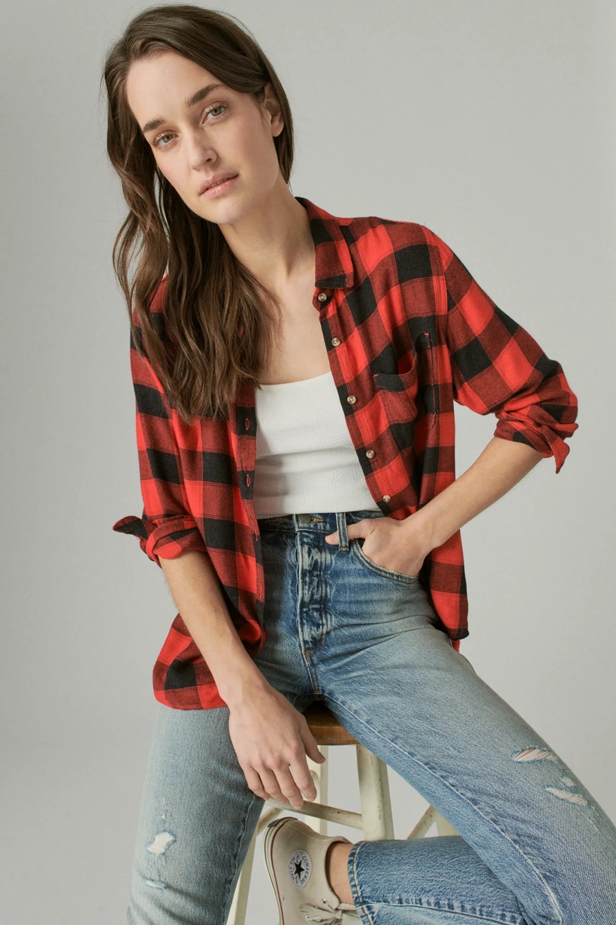 CLOUD PLAID BOYFRIEND BUTTON UP SHIRT, image 6