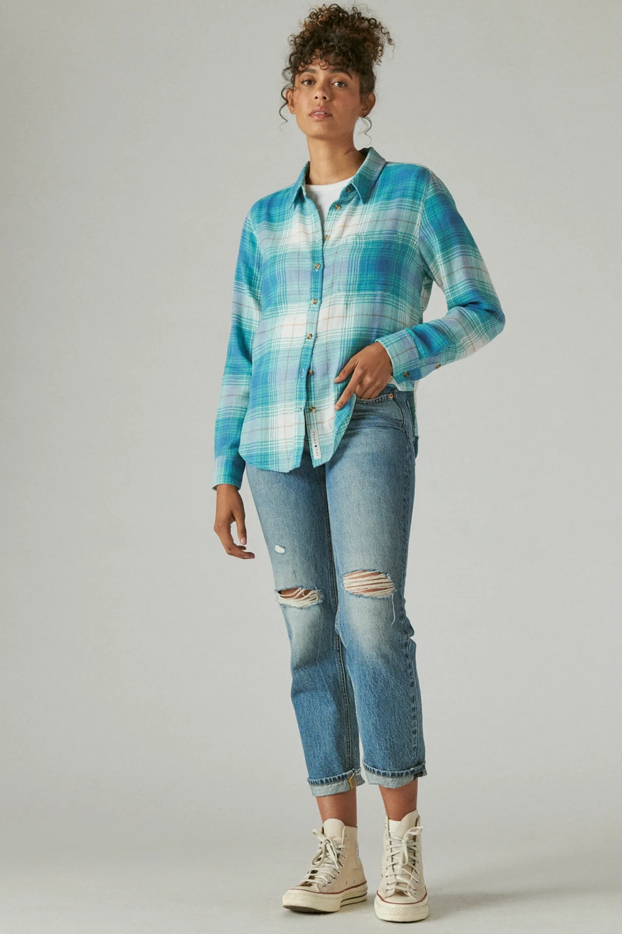 THE PLAID BOYFRIEND FLANNEL BUTTON-DOWN SHIRT, image 2