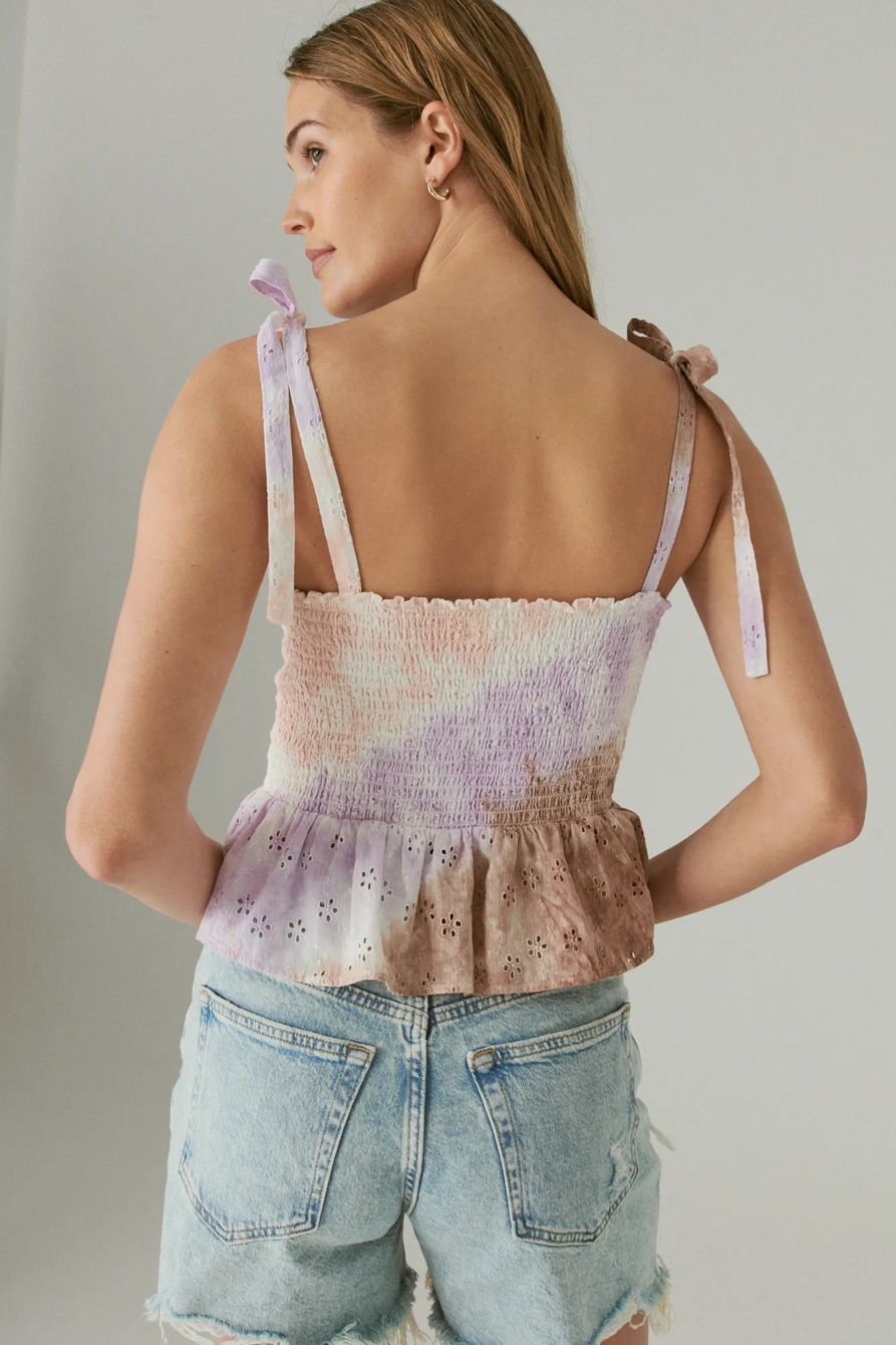 EYELET TIE DYE CORSET TANK, image 3