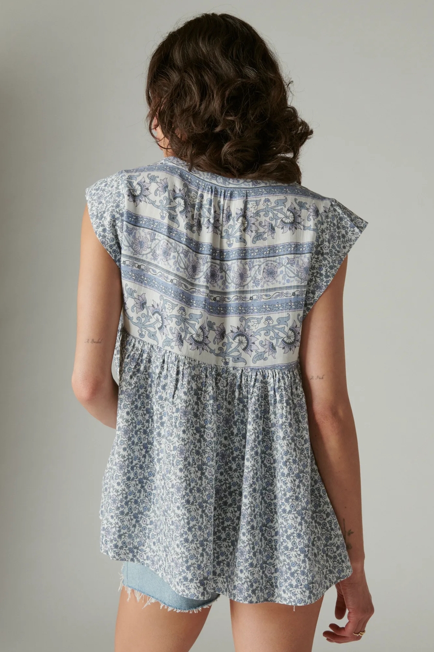 PRINTED FLUTTER SLEEVE TOP, image 3