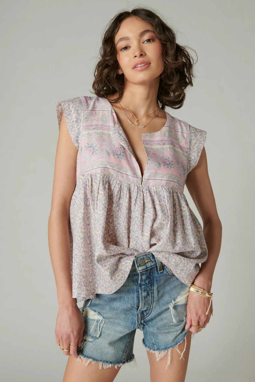 PRINTED FLUTTER SLEEVE TOP, image 3