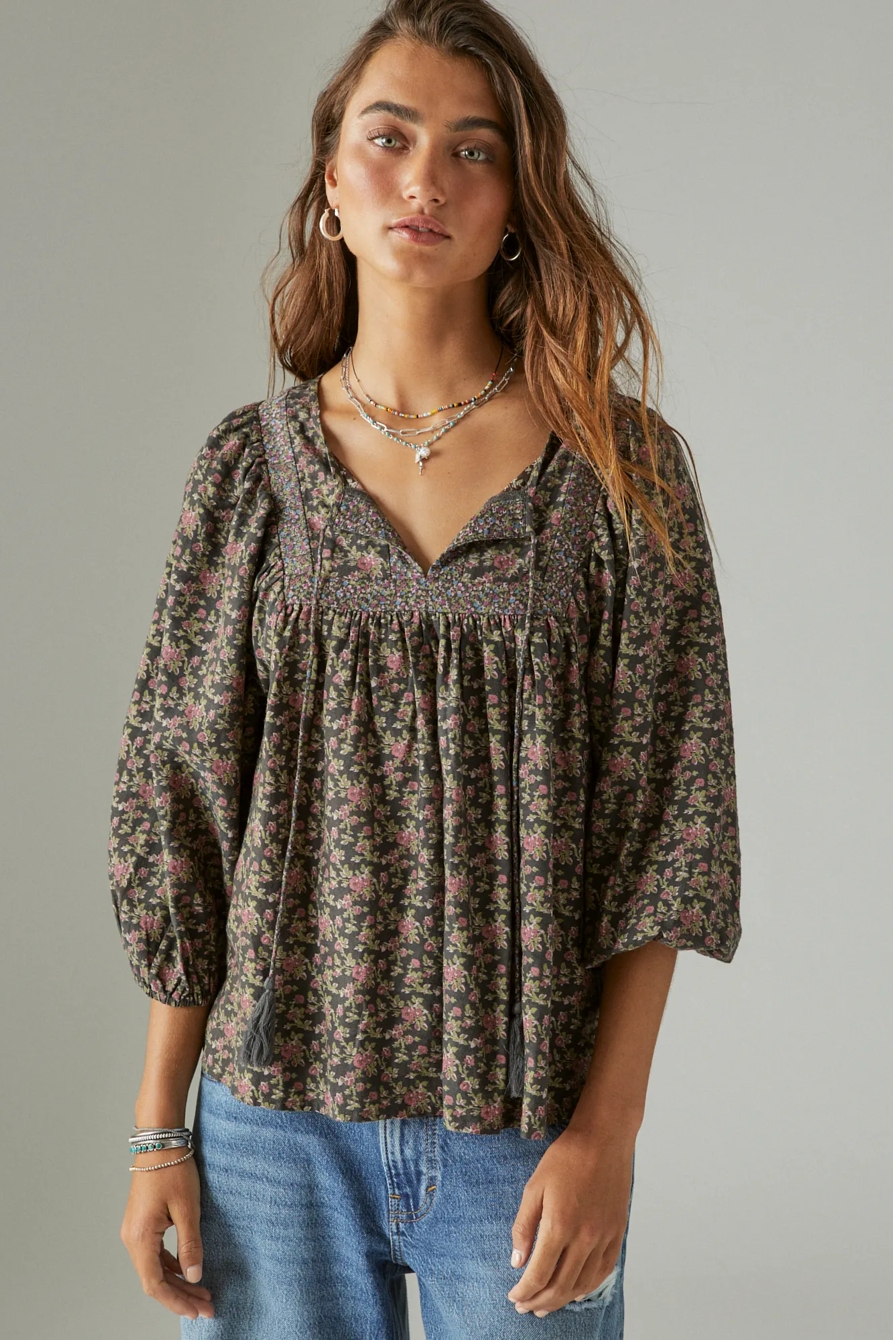 LONG SLEEVE MIX PRINT PEASANT, image 2