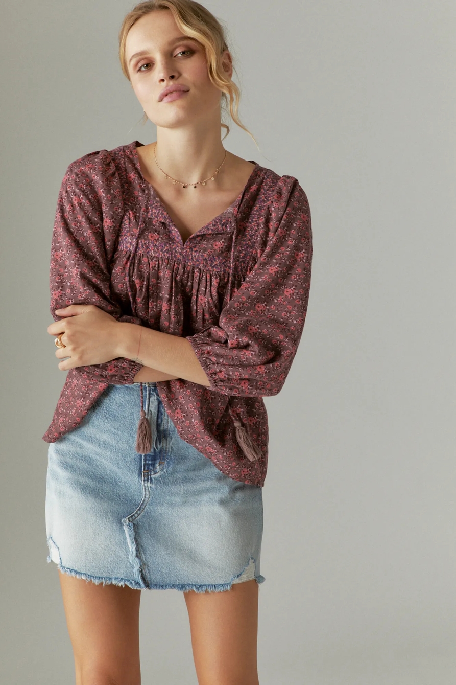 LONG SLEEVE MIX PRINT PEASANT, image 1