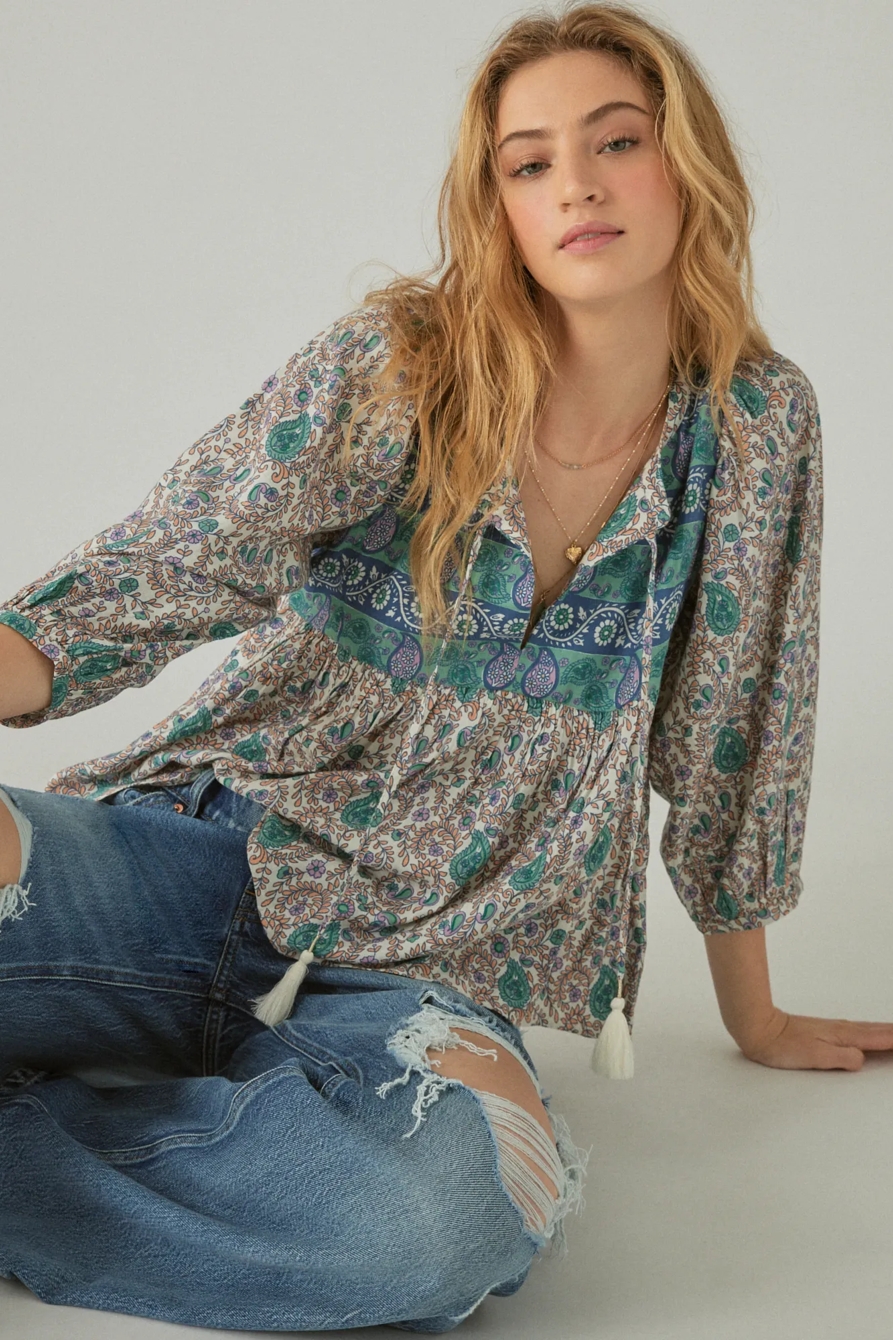 PRINT MIX PEASANT BLOUSE, image 1